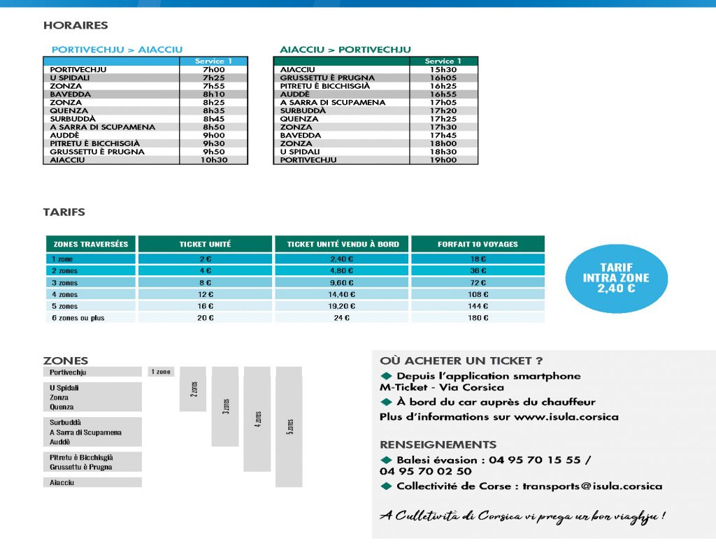 horaire ete bus porto vecchio zonza ajaccio