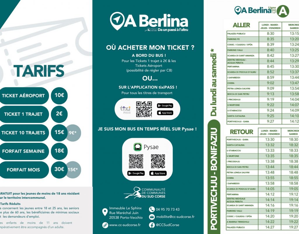 horaires et informations du bus porto vecchio bonifacio